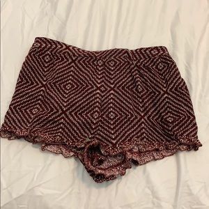 F21 Maroon shorts with design